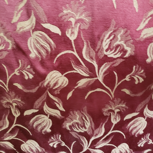 Custom Drapes 150 x 98 2 Panel Maroon Gold Floral Jacquard Room Darken Rod Pkt - Picture 4 of 9